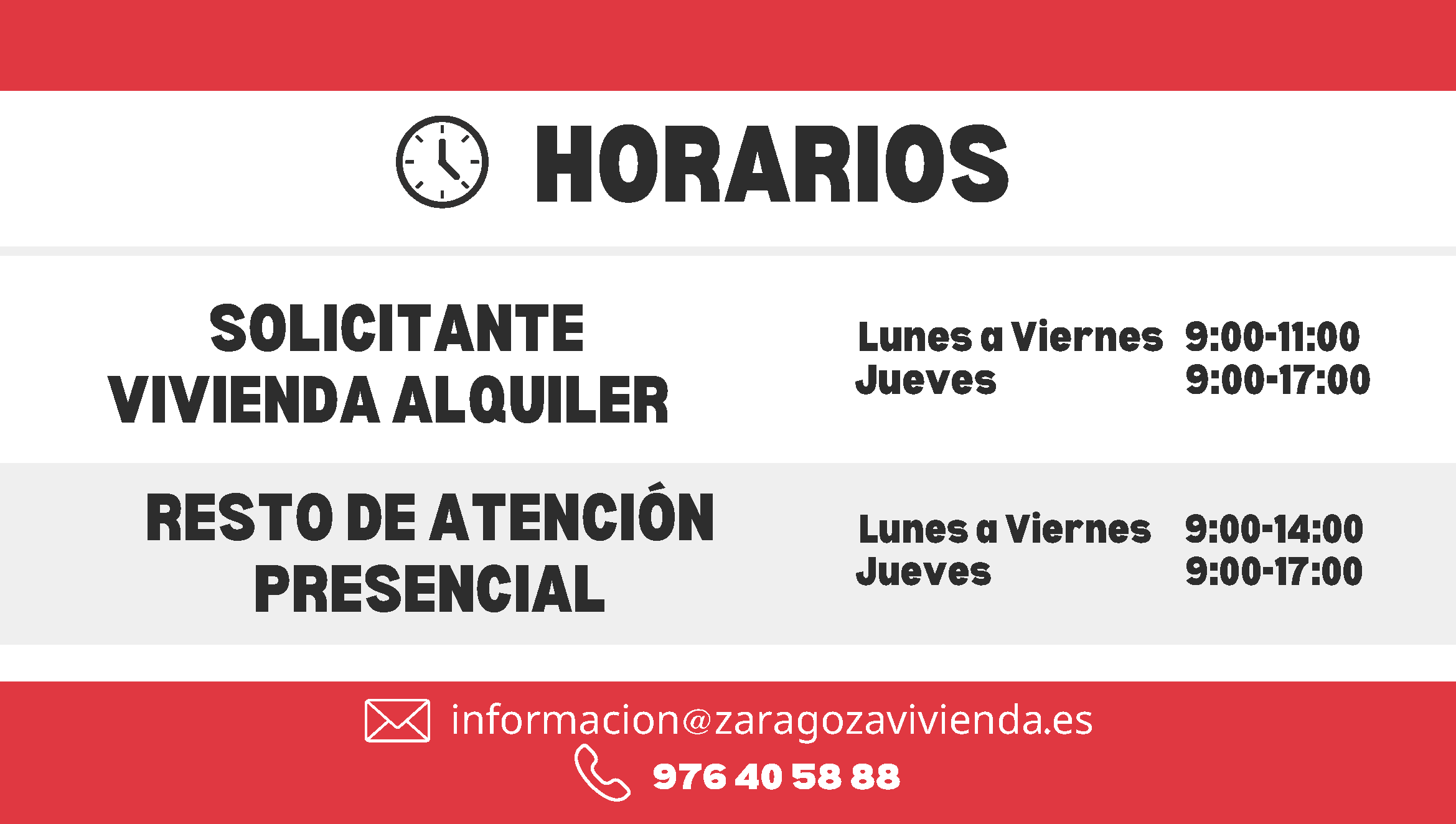 Horarios de Zaragoza Vivienda