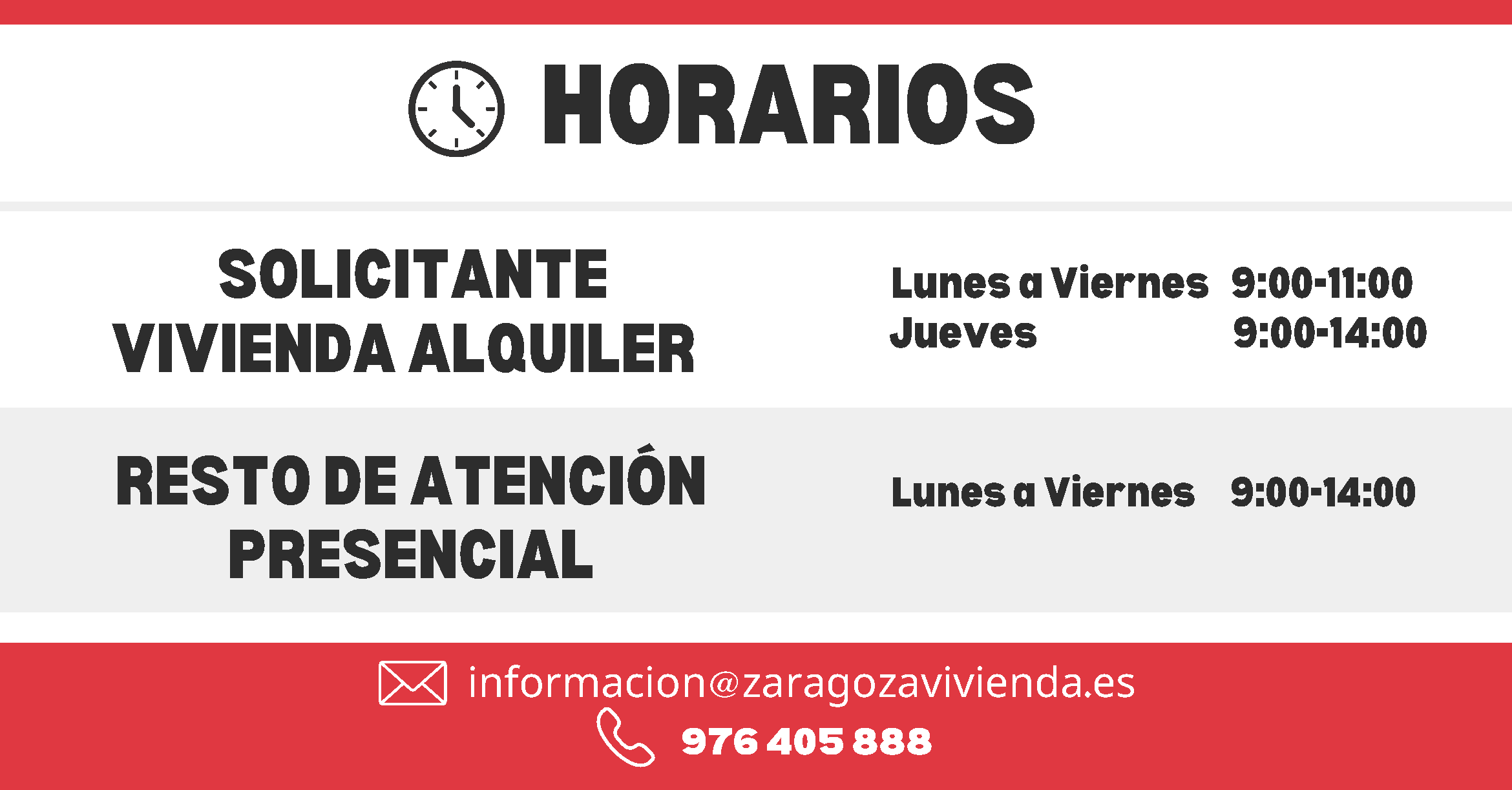 Horarios de Zaragoza Vivienda